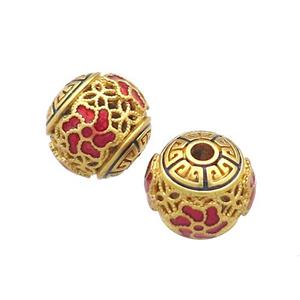 Copper Round Beads Painted Gold Plated, approx 10mm