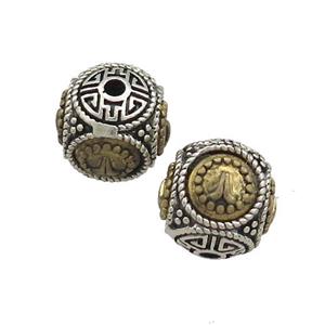 Tibetan Style Copper Round Beads Buddhist Prayer Antique Silver Bronze, approx 12mm