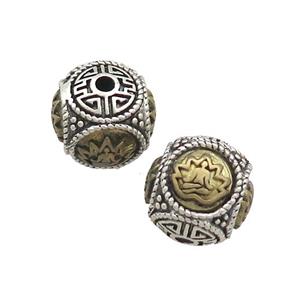 Tibetan Style Copper Round Beads Buddhist Meditation Antique Silver Bronze, approx 12mm