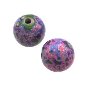 Wood Beads Multicolor Painted Smooth Round, approx 12-13mm dia