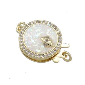 Copper Slide Clasp Pave Fire Opal Zircon Snail 18K Gold, approx 14mm