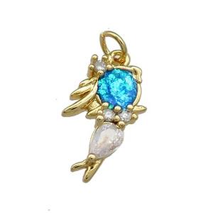 Copper Kids Pendant Pave Fire Opal Zircon 18K Gold, approx 12-18mm