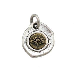 Tibetan Style Copper Slice Pendant Antique Silver Bronze, approx 11-12mm