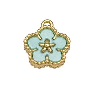 Copper Flower Pendant Pave Resin Gold Plated, approx 12mm