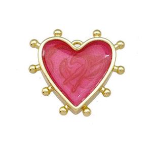 Copper Heart Pendant Red Painted Gold Plated, approx 15mm