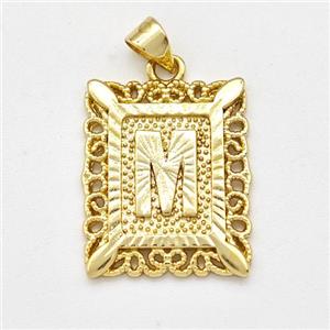 Copper Letter-M Pendant Frame Gold Plated, approx 18-21mm