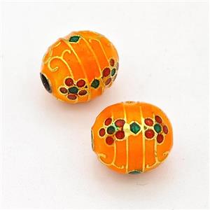 Copper Rice Beads Orange Painted Gold Plated, approx 8-10mm