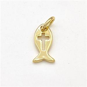 Copper Fish Pendant Cross Gold Plated, approx 6-10mm