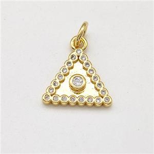 Copper Triangle Pendant Micro Pave Zirconia Gold Plated, approx 12x12x12mm