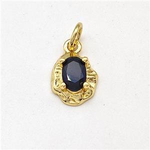 Copper Pendant Pave Black Zirconia Gold Plated, approx 8-10mm