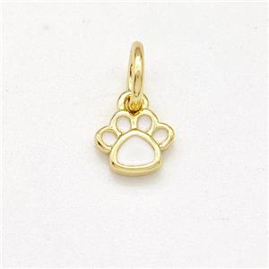 Copper Paws Charms Pendant White Enamel Gold Plated, approx 6mm