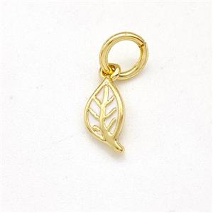 Copper Leaf Pendant White Enamel Gold Plated, approx 4-8mm