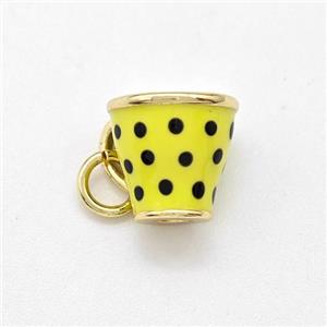 Cup Charms Copper Pendant Yellow Enamel Gold Plated, approx 9-10mm