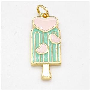 Ice Cream Charms Copper Pendant Multicolor Enamel Gold Plated, approx 10-20mm