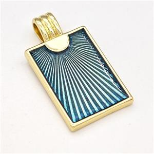 Copper Sun Pendant Blue Painted Rectangle Gold Plated, approx 15-22mm