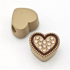 Resin Heart Micro Pave Rhinestone Large Hole, approx 13mm, 3mm hole