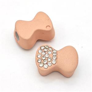 Resin Bow Beads Micro Pave Rhinestone Large Hole, approx 13-18mm, 3mm hole