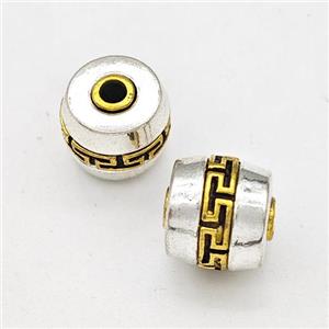 Tibetan Style Alloy Barrel Beads Antique Silver Gold, approx 10mm, 2mm hole