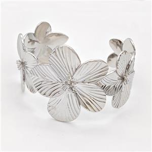 Copper Flower Bangle Platinum Plated, approx 28mm, 35mm, 45mm, 50-60mm