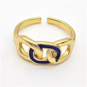 Copper Rings Darkpurple Enamel Gold Plated, approx 8-19mm, 18mm dia