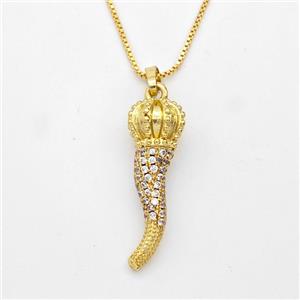 Copper Chili Necklace Pave Zirconia Capsicum Gold Plated, approx 10-30mm, 1mm, 42-45cm length