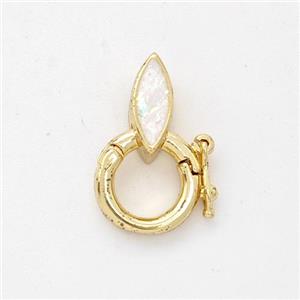 Copper Clasp Pave Fire Opal Eye 18K Gold Plated, approx 4-9mm, 9mm dia