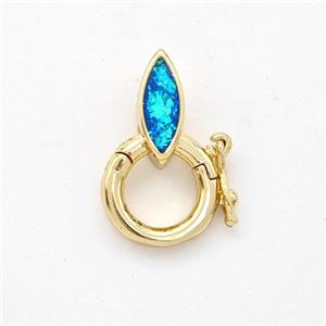 Copper Clasp Pave Fire Opal Eye 18K Gold Plated, approx 4-9mm, 9mm dia