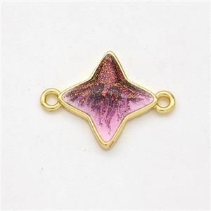 Copper Star Connector Painted 18K Gold Plated, approx 13mm