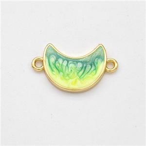 Copper Moon Connector Yellow Green Painted 18K Gold Plated, approx 10-13mm