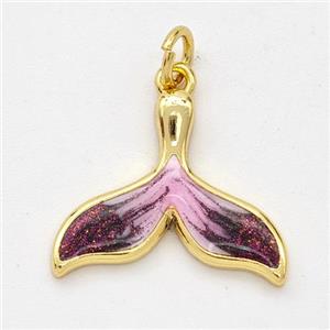 Copper Shark-tail Pendant Painted 18K Gold Plated, approx 14-18mm