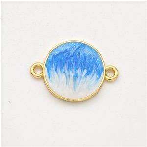 Copper Circle Connector Blue Painted 18K Gold Plated, approx 12mm