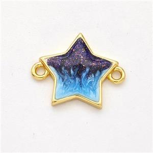 Copper Star Connector Painted 18K Gold Plated, approx 13.5mm