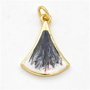 Copper Leaf Pendant Black Painted 18K Gold Plated, approx 15.5-18mm