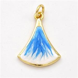 Copper Leaf Pendant Blue Painted 18K Gold Plated, approx 15.5-18mm