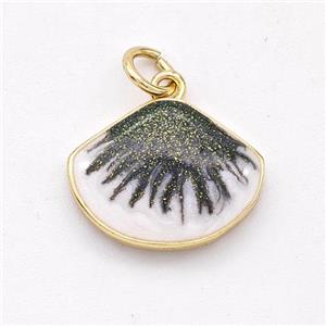 Copper Scallop Pendant Black Painted 18K Gold Plated, approx 12-15.5mm