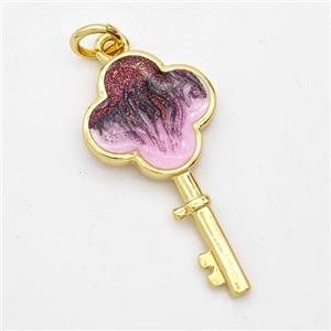 Copper Key Pendant Painted 18K Gold Plated, approx 13-25mm