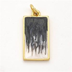 Copper Rectangle Pendant Black Painted 18K Gold Plated, approx 10-17mm