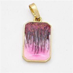 Copper Rectangle Pendant Painted 18K Gold Plated, approx 11.5-17mm