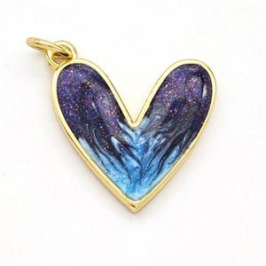 Copper Heart Pendant Painted 18K Gold Plated, approx 17mm