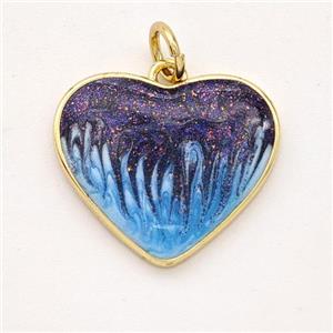 Copper Heart Pendant Painted 18K Gold Plated, approx 18mm