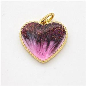 Copper Heart Pendant Painted 18K Gold Plated, approx 15mm