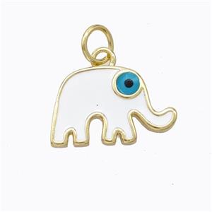 Copper Elephant Pendant White Enamel Gold Plated, approx 10-16mm