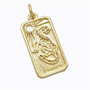 Copper Sun Pendant Pave Zirconia Rectangle Gold Plated, approx 10.5-20mm