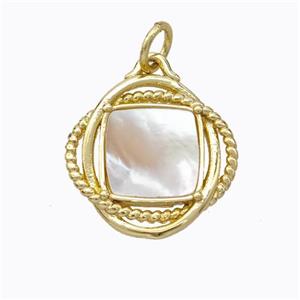 Copper Circle Pendant Pave Shell Gold Plated, approx 16mm