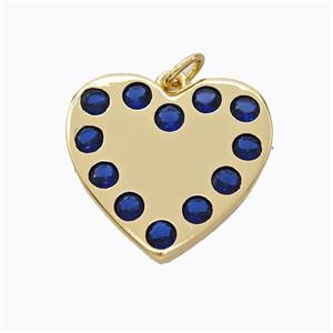 Copper Heart Pendant Micropave Zirconia Gold Plated, approx 20mm