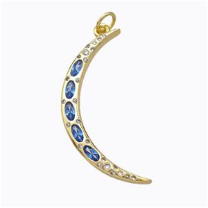 Copper Moon Pendant Micropave Zirconia Gold Plated, approx 4-33mm