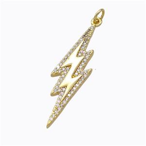 Copper Lightning Pendant Micropave Zirconia Gold Plated, approx 9-35mm