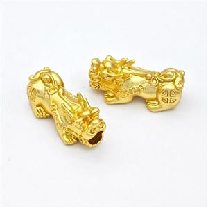 Copper Pixiu Charms Beads Large Hole Gold Plated, approx 13-26mm, 4mm hole