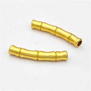 Copper Tube Beads Curving Bamboo Large Hole Gold Plated, approx 7-43mm, 4mm hole