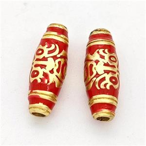 Copper Rice Beads Red Enamel Gold Plated, approx 5-15mm